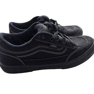 Vans Black Canvas Low Top Sneakers White Contrast Stitch Mens 4‎ Womens 5.5